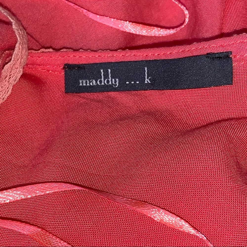 Maddy K Embroidered Lace Mesh Tiered Ruffle Mini Tunic Dress Coral Boho Beach - Picture 8 of 16